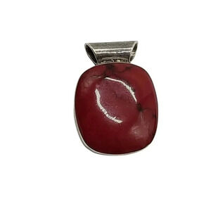 Taxco Mexico TB-167 Sterling Silver Red Jasper Slider Pendant Large